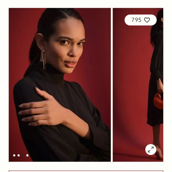 NWT Anthropologie Maeve Long-Sleeve Mock-Neck Midi Dress - Picture 4 of 7